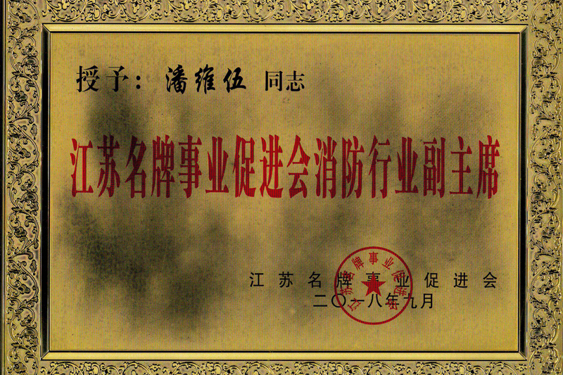 潘维伍2018江苏省名牌事业促进消防行业副主席